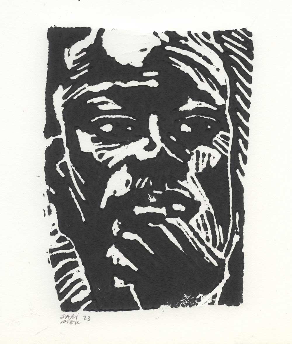 Sari Piek-'Karakter'-2023-linosnede-15x18cm